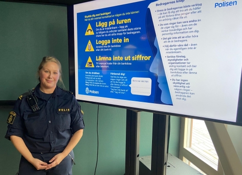 Maria Karlsson från Polisen Mitt  berättade för oss hur vi kan göra för att undvika bedrägeribrott.